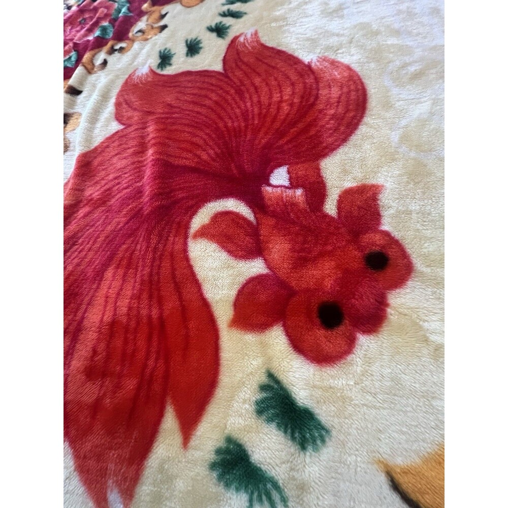2 Sided Plush Minky Korean Style Blanket Koi Floral Double Side - Picture 12 of 16